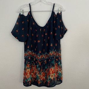 Sheer Flower (kinda) Off the Shoulder Top